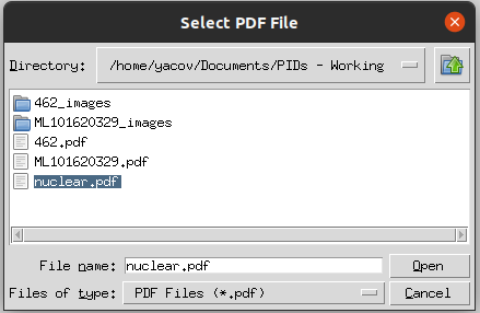 Select PDF file dialog