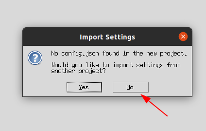 Import Settings dialog – click No